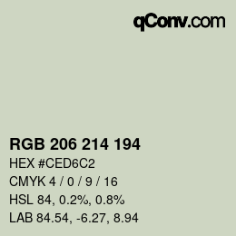 颜色代码: RGB 206 214 194 | qconv.com