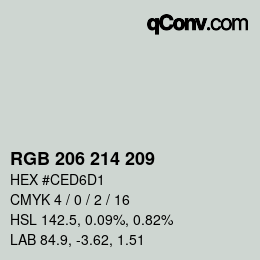 Color code: RGB 206 214 209 | qconv.com