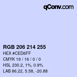 颜色代码: RGB 206 214 255 | qconv.com