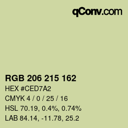 Color code: RGB 206 215 162 | qconv.com