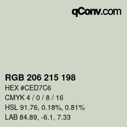 Código de color: RGB 206 215 198 | qconv.com