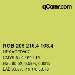 カラーコード: RGB 206 216.4 103.4 | qconv.com