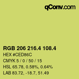 カラーコード: RGB 206 216.4 108.4 | qconv.com