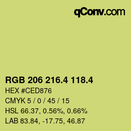 カラーコード: RGB 206 216.4 118.4 | qconv.com