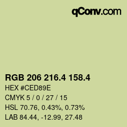 カラーコード: RGB 206 216.4 158.4 | qconv.com