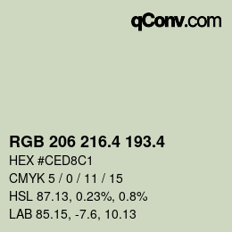 カラーコード: RGB 206 216.4 193.4 | qconv.com