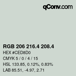 カラーコード: RGB 206 216.4 208.4 | qconv.com
