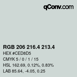 カラーコード: RGB 206 216.4 213.4 | qconv.com