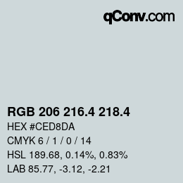 カラーコード: RGB 206 216.4 218.4 | qconv.com