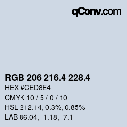 カラーコード: RGB 206 216.4 228.4 | qconv.com
