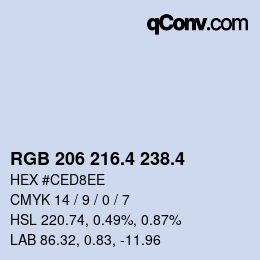 カラーコード: RGB 206 216.4 238.4 | qconv.com