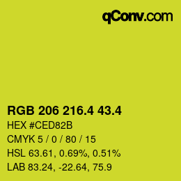 カラーコード: RGB 206 216.4 43.4 | qconv.com
