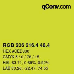カラーコード: RGB 206 216.4 48.4 | qconv.com