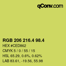 カラーコード: RGB 206 216.4 98.4 | qconv.com