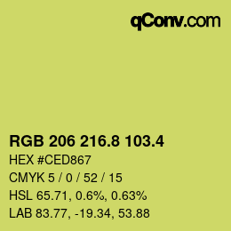 カラーコード: RGB 206 216.8 103.4 | qconv.com