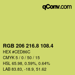 カラーコード: RGB 206 216.8 108.4 | qconv.com