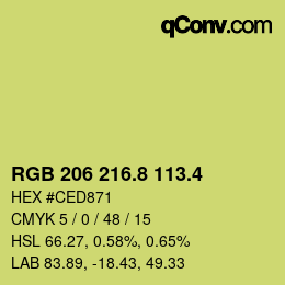 カラーコード: RGB 206 216.8 113.4 | qconv.com