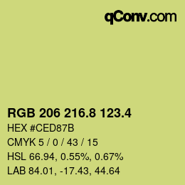 カラーコード: RGB 206 216.8 123.4 | qconv.com