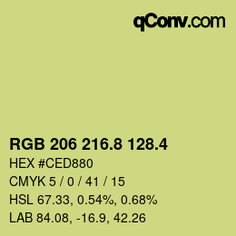 カラーコード: RGB 206 216.8 128.4 | qconv.com