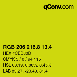 カラーコード: RGB 206 216.8 13.4 | qconv.com