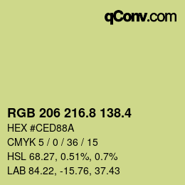 カラーコード: RGB 206 216.8 138.4 | qconv.com
