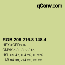 カラーコード: RGB 206 216.8 148.4 | qconv.com