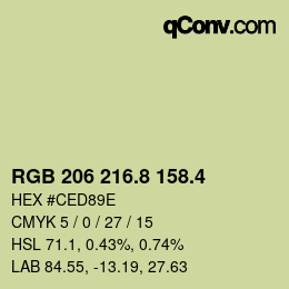 カラーコード: RGB 206 216.8 158.4 | qconv.com