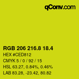カラーコード: RGB 206 216.8 18.4 | qconv.com