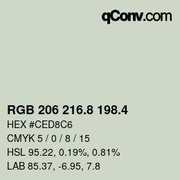 カラーコード: RGB 206 216.8 198.4 | qconv.com