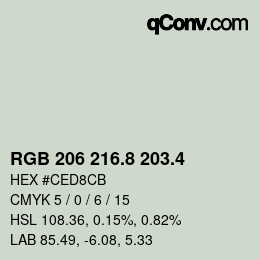 カラーコード: RGB 206 216.8 203.4 | qconv.com