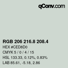 カラーコード: RGB 206 216.8 208.4 | qconv.com