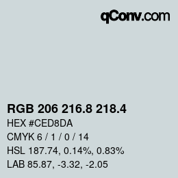カラーコード: RGB 206 216.8 218.4 | qconv.com