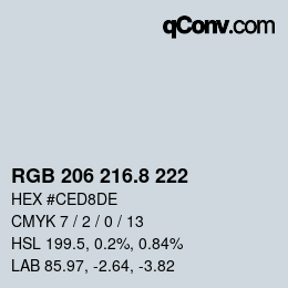 Color code: RGB 206 216.8 222 | qconv.com