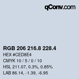 カラーコード: RGB 206 216.8 228.4 | qconv.com