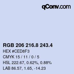 カラーコード: RGB 206 216.8 243.4 | qconv.com