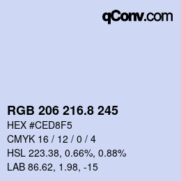 カラーコード: RGB 206 216.8 245 | qconv.com
