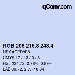 カラーコード: RGB 206 216.8 248.4 | qconv.com
