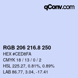 カラーコード: RGB 206 216.8 250 | qconv.com