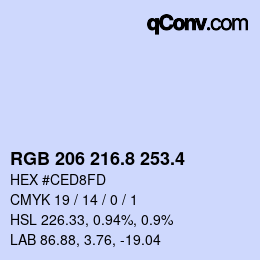 カラーコード: RGB 206 216.8 253.4 | qconv.com