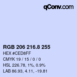 カラーコード: RGB 206 216.8 255 | qconv.com