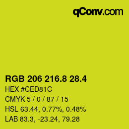 カラーコード: RGB 206 216.8 28.4 | qconv.com