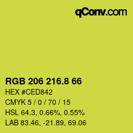 カラーコード: RGB 206 216.8 66 | qconv.com