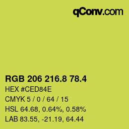 カラーコード: RGB 206 216.8 78.4 | qconv.com