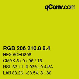 カラーコード: RGB 206 216.8 8.4 | qconv.com