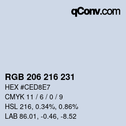 カラーコード: RGB 206 216 231 | qconv.com