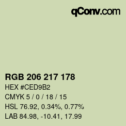 Color code: RGB 206 217 178 | qconv.com