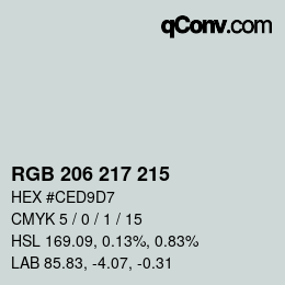 Color code: RGB 206 217 215 | qconv.com