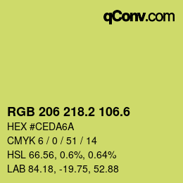 カラーコード: RGB 206 218.2 106.6 | qconv.com