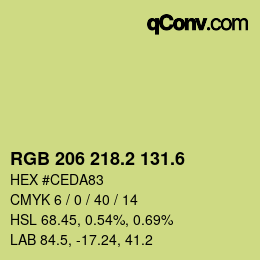カラーコード: RGB 206 218.2 131.6 | qconv.com