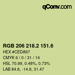 カラーコード: RGB 206 218.2 151.6 | qconv.com